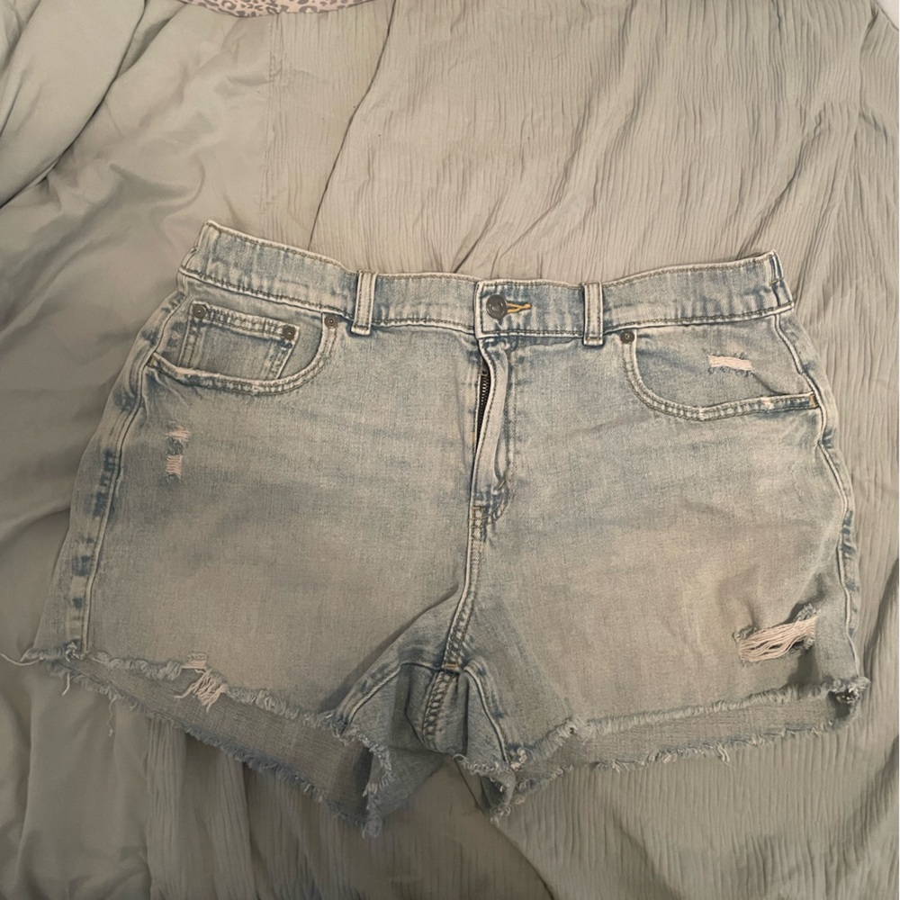 aerie Light Blue Denim with Gold Stitching Elastic Waistband